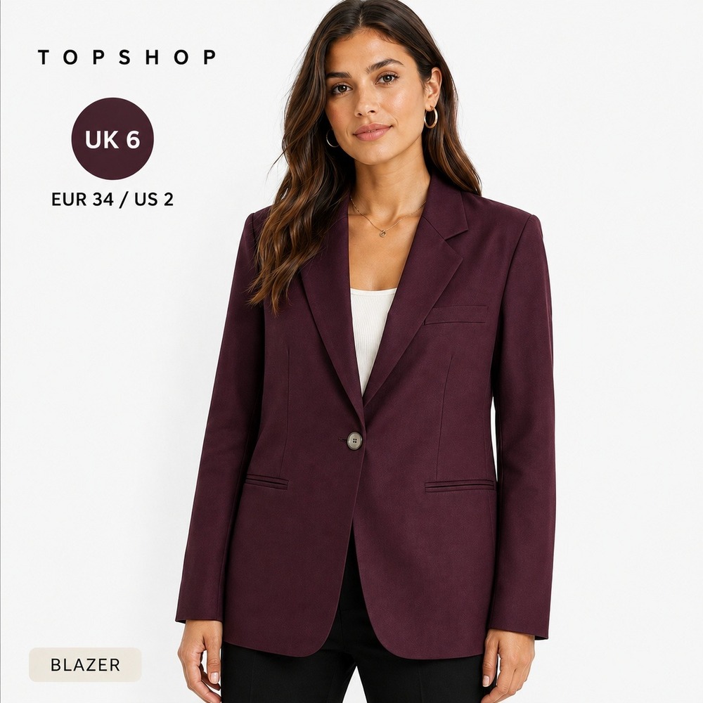 Topshop Blazer Womens 2 Plum Purple‎ Longline Dark Academia Chic Corporate Goth